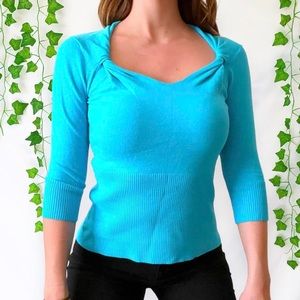 Vintage 90s - y2k bright blue knit top